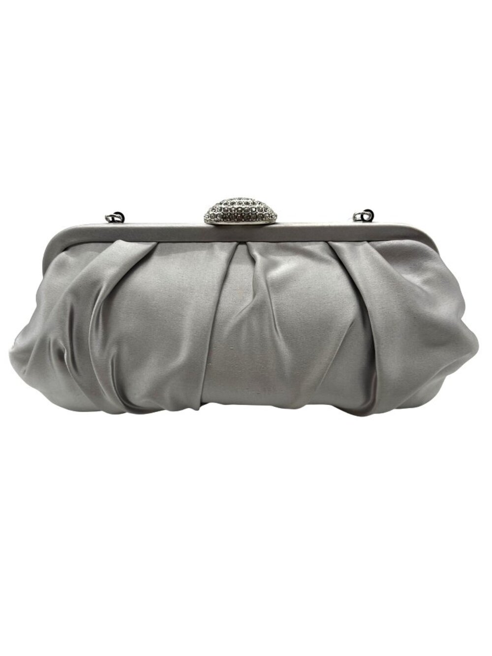Nina Silver Pleated Satin Clutch